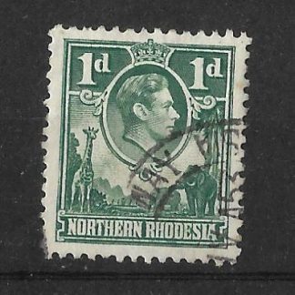 Northern Rhodesia 1938 GVI One Penny with Extra Boatman flaw SG 28a used