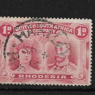 Rhodesia Double Head One Penny with HARTLEY Month with day inverted (SC) postmark