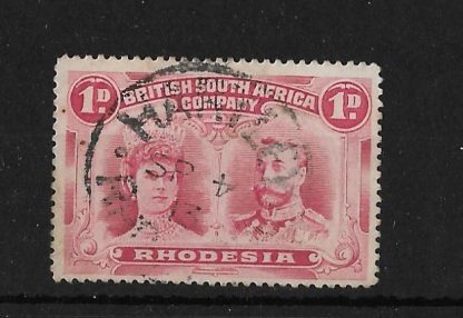 Rhodesia Double Head One Penny with HARTLEY Month with day inverted (SC) postmark