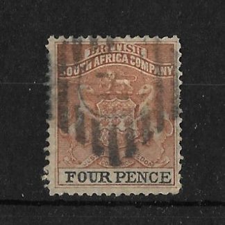 Rhodesia 1896 Four Pence with a Barred Diamond H (Tuli) postmark