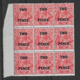 Australia 1931 GV Two Pence overprint marginal block SG 119 unmounted mint