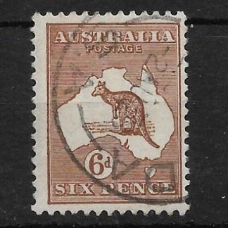Australia 1923 Kangaroo Six Pence with re-touch top left corner BW 21(7)f used