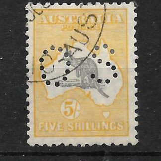 Australia 1929 Kangaroo Five Shillings Official BW 45w CTO used