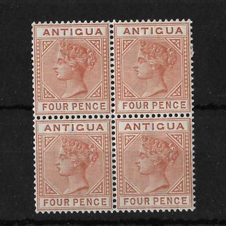 Antigua 1884 QV Four Pence block SG 28 unmounted mint