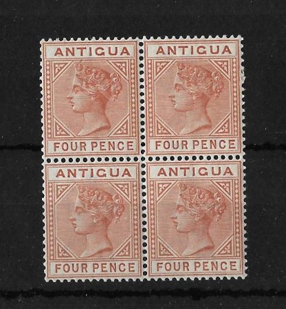 Antigua 1884 QV Four Pence block SG 28 unmounted mint