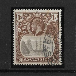 Ascension 1924 GV One Shilling with Broken Mast SG 18a used