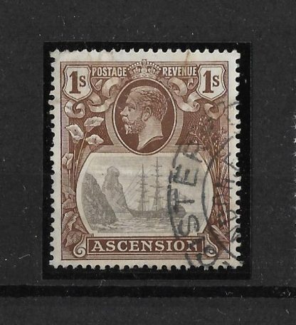 Ascension 1924 GV One Shilling with Broken Mast SG 18a used