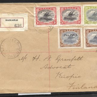 Papua 1932 registered cover to Finland