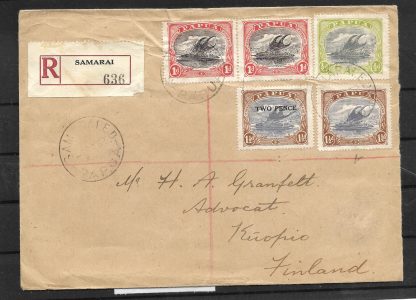 Papua 1932 registered cover to Finland