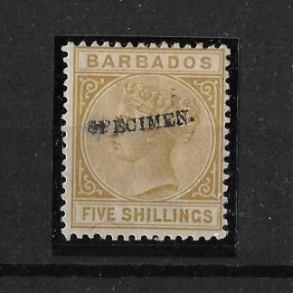 Barbados 1882 QV One Shilling ovpt SPECIMEN SG 103s mint