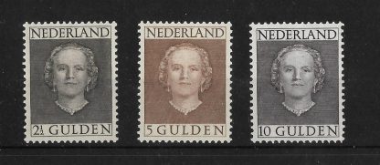 Netherlands 1949 Queen Juliana top values 21/2 Gulden to 10 Gulden mint