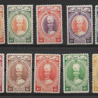 Malaya/Kelantan 1937 set to One Dollar SG 40/52 mint