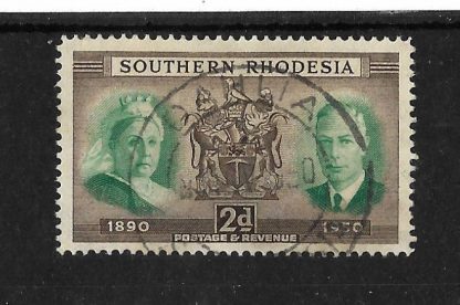 Southern Rhodesia Diamond Jubilee Two Pence with a DAHLIA (DC) postmark