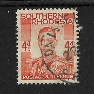 Southern Rhodesia 1938 Four Pence with DAISYFIELD Skeleton postmark