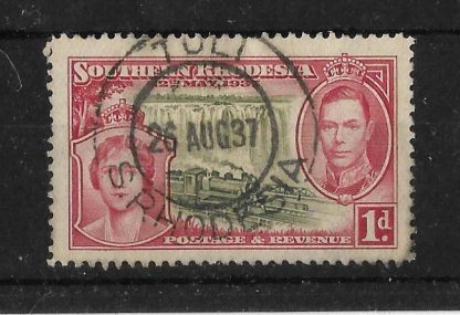 Southern Rhodesia 1937 Coronation One Penny with a TULI (DC) postmark