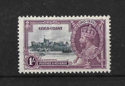 Gold Coast 1935 GV Silver Jubilee One Shilling with short extra flagstaff SG 116b mounted mint