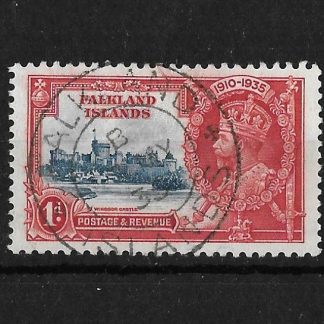 Falkland Islands 1935 GV Silver Jubilee One Penny with Double Flagstaff SG 139e used