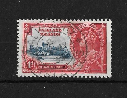 Falkland Islands 1935 GV Silver Jubilee One Penny with Double Flagstaff SG 139e used