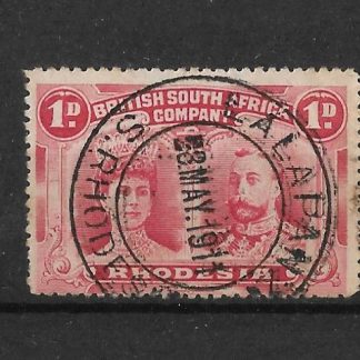 Rhodesia Double Head One Penny with LALAPANZI blank before day (DC) postmark