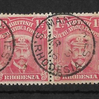Rhodesia Admiral One Penny pair with MAKOWRIES (SC) postmark