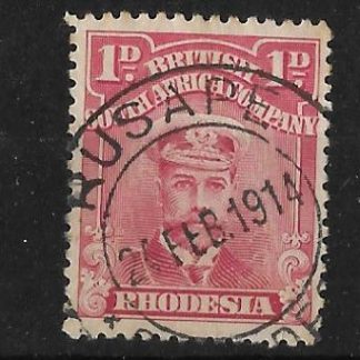 Rhodesia Admiral One Penny with RUSAPE E missing top bar (DC) postmark