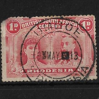 Rhodesia Double Head One Penny with an UMBOE blank after day and double blank for year (DC) postmark