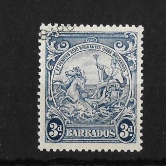 Barbados 1938 GVI Three Pence with vertical line over head SG 252ca used