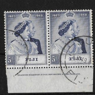 Fiji 1948 GVI Silver Wedding Five Shillings Imprint Pair SG 271 used