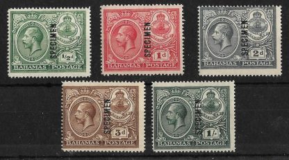 Bahamas 1920 GV Peace set opt SPECIMEN SG 106s/110s mint