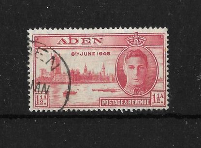 Aden 1946 GVI Victory One and Half Annas with accent flaw SG 28a fine used