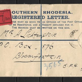 Southern Rhodesia 1949 GVI Registered cover from Marandellas to South Africa