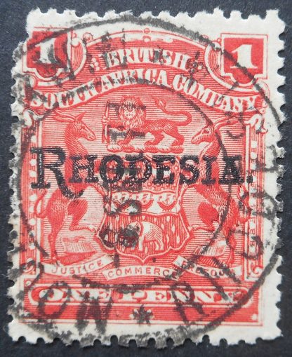 Rhodesia 1909 One Penny overprint with MOUNT DARWIN (SC) postmark