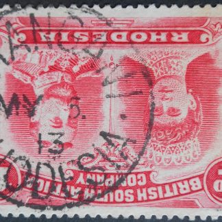 Rhodesia Double Head One Penny with SHANGANI year 13 stop after day (SC) postmark