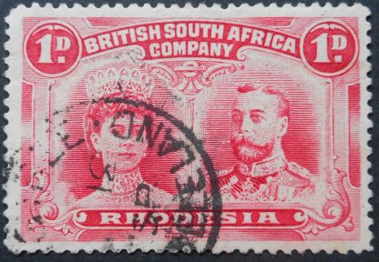 Rhodesia Double Head One Penny with FIGTREE 31 inverted SP for year (SC) postmark