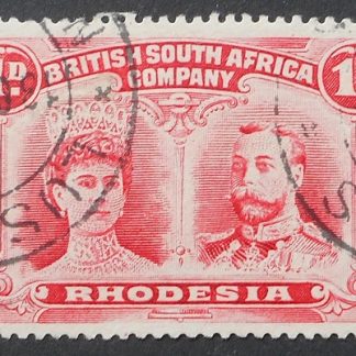 Rhodesia Double Head One Penny strip with LUSAKAS (DC) postmark