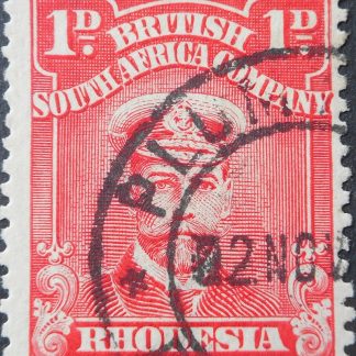 Rhodesia Admiral One Penny with PLUMTREE blank before day (DC) postmark