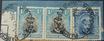 South Rhodesia 1924 Admiral One Shilling pair with PARCELS BULAWAYO (DC) postmark