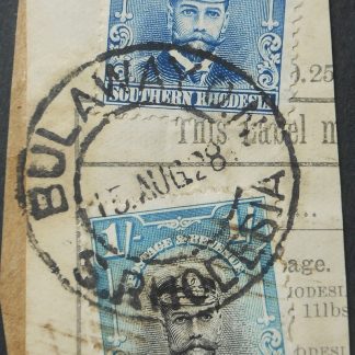 South Rhodesia 1924 Admiral One Shilling with BULAWAYO N (DC) postmark