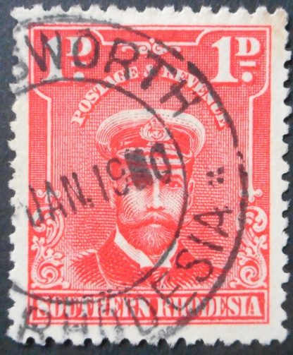 South Rhodesia 1924 Admiral One Penny with CHATSWORTH blank in year (DC) postmark