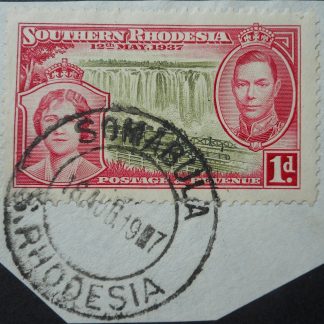South Rhodesia 1937 Coronation One Penny with SOMABULA blank in year (DC) postmark