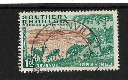 Southern Rhodesia Rhodes Centenary 1953 One Penny with GLENVILLE (DC) postmark