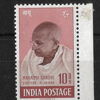 India 1948 Gandhi Ten Rupee SG 308 lightly mounted mint
