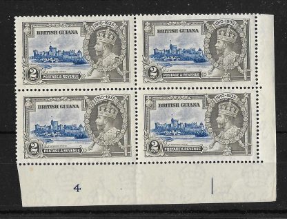 British Guiana 1935 GV Silver Jubilee Two Cents block with dot by Chapel SG 301g unmounted mint