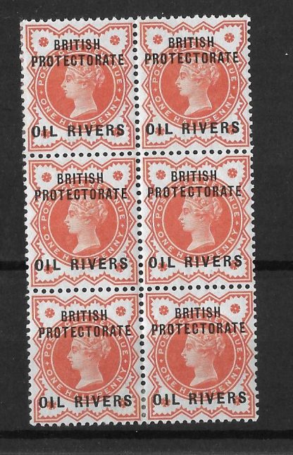 Niger Coast Oil Rivers 1892 QV Halfpenny block of six SG 1 mint