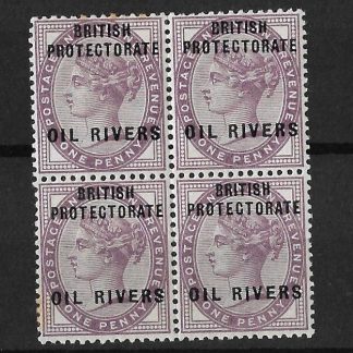 Niger Coast Oil Rivers 1892 QV One Penny block SG 2 unmounted mint