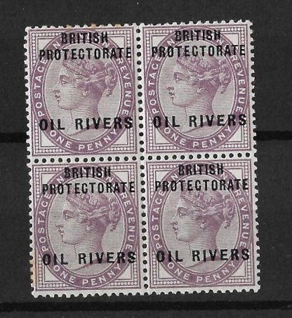 Niger Coast Oil Rivers 1892 QV One Penny block SG 2 unmounted mint