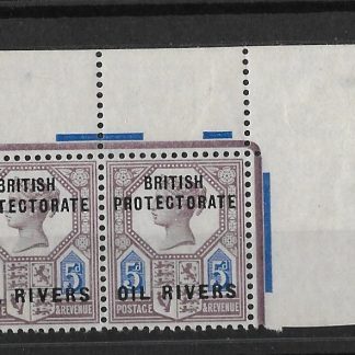 Niger Coast Oil Rivers 1892 QV Five Pence corner pair SG 5 unmounted mint