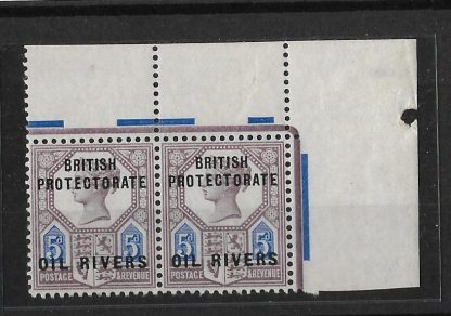 Niger Coast Oil Rivers 1892 QV Five Pence corner pair SG 5 unmounted mint