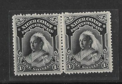Niger Coast Protectorate 1894 QV One Shilling pair SG 56 mint