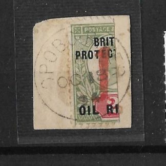 Niger Coast Protectorate 1894 QV Provisionals One Penny on Two Pence on piece SG 59 used